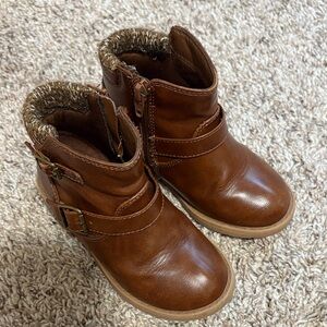 Wonder Nation Tan Kids Boots with Buckle Straps